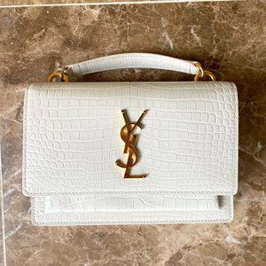 Saint Laurent Crocodile Embossed Shiny Leather Purse *EXCELLENT* like new